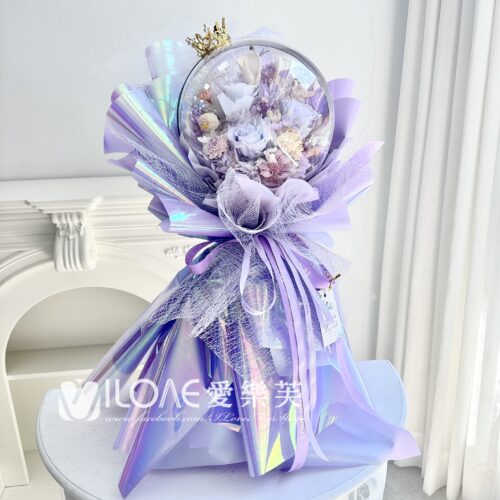 乾燥花/永生花<br>(皇冠圓形水晶款)
